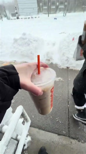 The simple bare necessities 🥶❄️ #bostoncollege #blizzard #newengland #dunkin