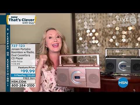 Jensen Portable Boombox with AM/FM Radio, Dual Cassette ...