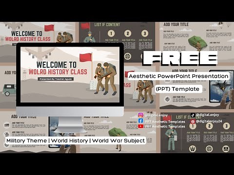 #23 Military Theme |World War FREE PowerPoint Presentation (PPT) Aesthetic Template | Canva Editable