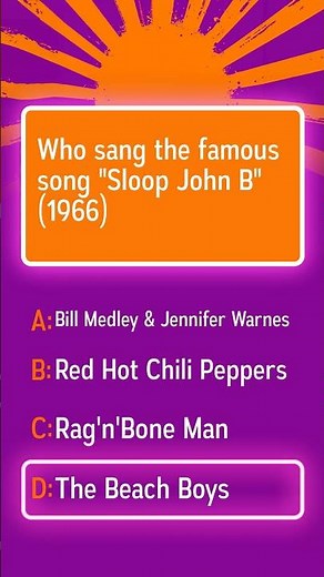 Can you identify the singer of Sloop John B in 1966?