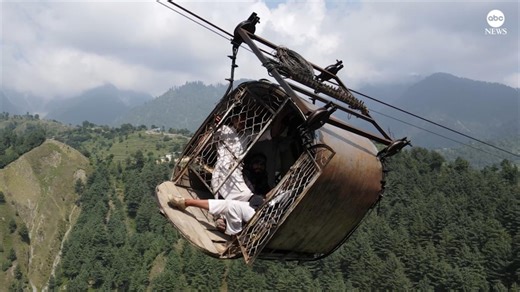 Drone footage reveals terrifying ordeal in hanging cable car