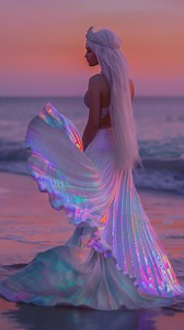 14 reactions | Mermaid Dresses 隆‍♀️ Dream away with my new collection of iridescent dresses, inspired by pretty shells, mermaids, and the ocean  Which one of these dresses would you like to wear? My answer is all  as usual!! Enjoy  #sprinkleofai #aifashion #yestothedress #weddingdress #dress #iridescent #iridescence #holographic #mermaid #dreamy #fashiondesigner #glamour #sparkles #glitter | Sprinkle of AI | Facebook