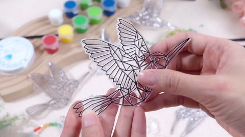 Pasimy 36 Sets Hummingbird Suncatchers Craft Kits Bird Paint Window DIY Hanging Ornaments Decorations Make Your Own Spring Activities Arts Summer Party Favors Gifts for Classroom Home Mother Birthday