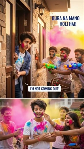 “He Tried to Hide on Holi 😂”“Worst Mistake on Holi!”“Don’t Lock Your Door on Holi #Holi #shortvideo