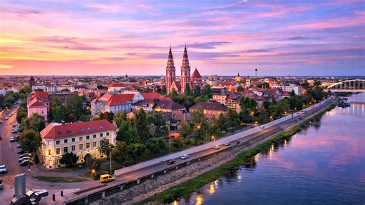 The twin towers of Szeged Cathedral in Hungary