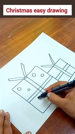 Christmas drawing easy | Snowman drawing | Gift drawing #shorts #viral #christmas #art #gift