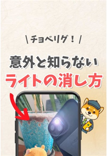 👆『しば部長』をクリックしてフォローする‼️ ━━━━━━━━━━━━━ \\ チョベリグ！/ 意外と知らない ライトの消し方 普通、ライトを消す時って、 ココを押したりソコを押したりしない⁉️ 実は『ヌンっ』ってやるだけで 一瞬で消すことができるよ‼️ 『ヌン』って😁 ━━━━━━━━━━━━━ こんにちは、しば部長です🐕 こちらは『iPhone便利術』を中心に、 最新アプリやガジェットなどを紹介📱 ━━━━━━━━━━━━━ 役に立ったら ✈️みたいな三角ボタンから ぜひシェアしてください❗️ ━━━━━━━━━━━━━ #iphone #アイフォン #アイフォーン #iphone初心者 #iphone便利術 #iphone活用術 #iphone設定 #iphone裏技 #iphone裏ワザ #iphoneライト