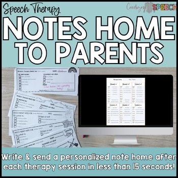 Speech Therapy Session Notes Home to Parents & Guardians - Parent Communication