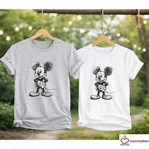 Hand-drawn Sketchy Mickey Mouse Tee, Black and White Disney Unisex T-shirt, Vintage Cartoon Graphic Apparel Gift - Etsy