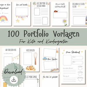 100 Portfolio Vorlagen Kita & Kindergarten | Krippe Tagespflege Erzieher Tagesmutter Material zum Ausdrucken Ordner PDF sofort Download - Etsy.de