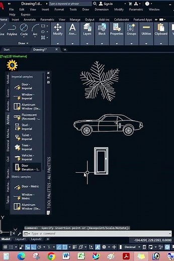 How to insert Cars,plants,trees,kitchen item in AutoCAD-105 #shortsviral #shorts #autocad
