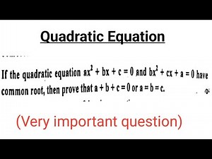 If the Quadratic equation ax^2+bx+c=0 & bx^2+cx+a=0 have common root,then prove that a+b+c=0 //a=b=c