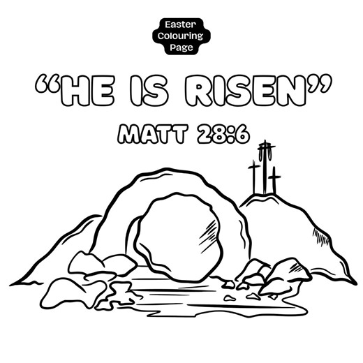 Religious Easter Coloring Page | He is Risen, Childrens Coloring Page Matt 28:6 (digital Download) - Etsy