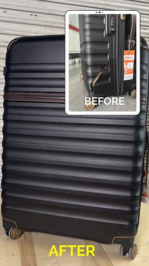 🧳✨ Cracked luggage? No problem! Fiberglass repair can bring this broken corner back to life — stronger and good as new! 💪🔧 ✅ Durable ✅ Long-lasting ✅ Budget-friendly Don't throw it away—Fix it with fiberglass! #FiberglassRepair #BeforeAndAfter #Benquin #fiberglass #DIYRepair | Benquin Triple 8 Chemicals, Inc.