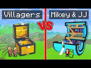Mikey and JJ vs Villagers Chest House Build Challenge in Minecraft (Maizen)