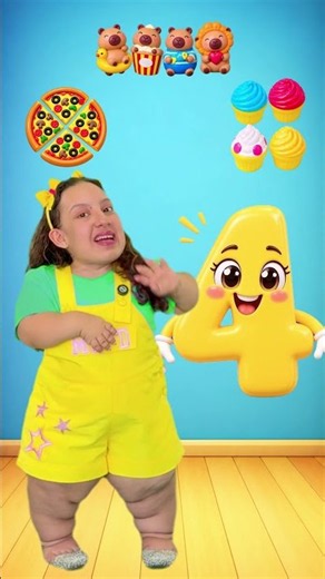 Let's learn about the NUMBER 4🍕🍕🍕🍕 MC Divertida Family #earlyeducation #kids
