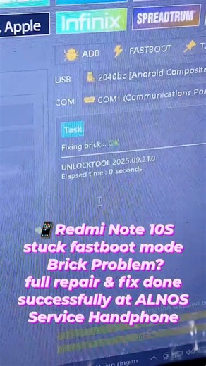Fixing brick Redmi Note 10S stuck di fastboot mode alias brick😭setelah kami tangani hasilnya done✅