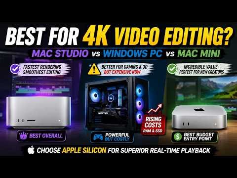 Mac Studio vs Windows PC vs Mac Mini – Best 4K Video Editing Setup in 2026? 🔥