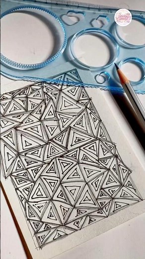 Satisfying Geometric Art with Triangles 📐✏️ | Relaxing Pencil Drawing #drawingtechniques #pencilart