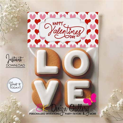 Valentine's Day Treat Bag Topper, Classroom Exchange Label (instant Download, PDF File) - Etsy