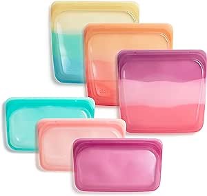 Stasher Premium Silicone Reusable Food Storage Bags, 6-Pack, Endangered Seas | Multi-Use Food Storage Bags, Lunch Bag, Travel Containers | BPA Free, Leak-free, Dishwasher-Safe, Eco-friendly
