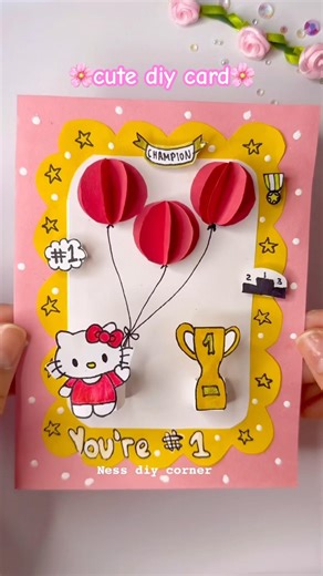 Cute diy card 🌸 #fypシ #diy #cutediy #greetingcard #hellokitty