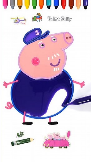 Learn Colors with Grandpa Pig | Drawing And Coloring Peppa Pig #trending #kidsfun