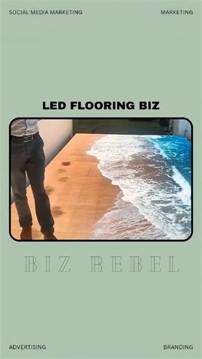 Biz Rebel - Business | Marketing on Instagram: "Interactive LED Flooring This is probably the greatest business ideas concept you’ve never seen before. Interactive LED flooring is going viral worldwide and opening up a powerful side hustle opportunity. Using advanced LED screen technology, any floor can instantly transform into a beach shore, flowing water, or a fully custom visual experience. This idea is perfect for spas, pools, events, and luxury hotels looking to stand out. As a small busine