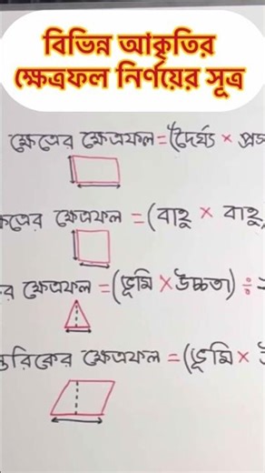 Formula for determining the area of ​​various shapes. #school