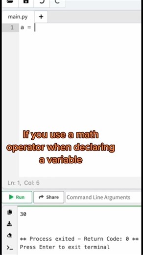 Python coding tutorial on declaring a variable with math... #Shorts #dcrob0tics