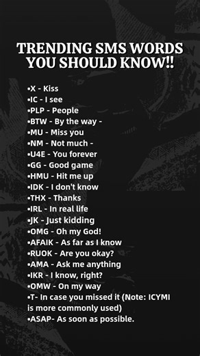 Trending SMS Words You Should Know!! | Wisdom Words