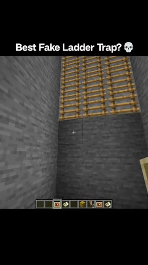 Best fake ladder trap?💀 #minecraft | minecraft