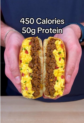 Breakfast Hot Pockets 🍳 (Makes 10 Hot Pockets) Macros Per Hot Pocket: - 450 Calories - 50g Protein - 49g Carbs - 6g Fat Ingredients (Dough)🥯: - Self Rising Flour (500g) - Greek Yogurt (0% Fat) (520g) - 1 Tbsp Garlic Salt (15g) - 1 Tbsp Italian Seasoning (8g) Ingredients: - 20oz Lean Ground Beef (96/4) (565g) - 0.5 Cup Diced White Onions (100g) - 1 Taco Seasoning Packet (1oz) (28g) - 1 Tbsp Minced Garlic (10g) - 0.5 Cup Red Enchilada Sauce (120g) - 1 Cup Fat Free Cheddar (Beef) (112g) - 10 Whol