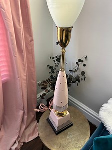 Pink Rembrandt Torchiere Lamp Vintage MCM Decor Retro Pink Black Dot Light - Etsy