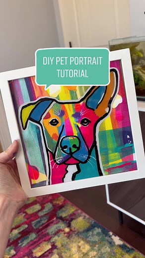 I havent been this excited to show you am art project in a while! This is such a fun way to paint your own pet portrait! #petportraitdiy #petportrait #paintyourpet #arttutorial #paintingtutorial #petlover #doglover #dogmom #popartvibes