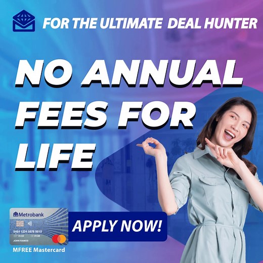 19 reactions | Apply for a Metrobank Mfree Mastercard® now and enjoy no annual fees for life! Terms and conditions apply. No Metrobank credit card yet? Click the button to APPLY NOW For inquiries, please call our Metrobank Contact Center at (02)88-700-700 (domestic toll-free 1-800-1888-5775) or send an email to customerservice@metrobankcard.com Metrobank is regulated by the Bangko Sentral ng Pilipinas (https://www.bsp.gov.ph) | Metrobank Card | Facebook