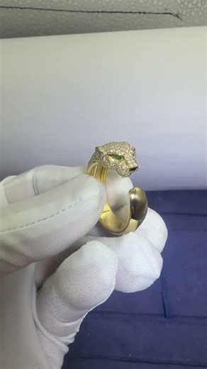 Custom Made Cartier Panthere Ring 18K Real Gold With Diamonds