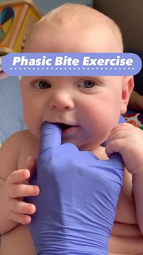 Michelle Emanuel OTR/L IBCLC NBCR on Instagram: "Phasic Bite is a reflex all babies have ! We can use this reflex to provide gentle oral exercise to optimize oral function ! This simple activity brings great results for jaw and tongue strength, as well as optimizing intraoral sensory processing. Place your index finger on the side of baby’s gums, the biting surfaces, and pay attention to: ⭐️ how easy or challenging the biting activity is ⭐️ baby’s jaws strength ⭐️ how well the tongue moves towar