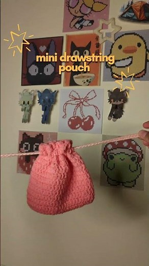 Super Cute and Easy Pink Drawstring Crochet Pouch | Absolute Beginner Tutorial ❤️✨| #viral