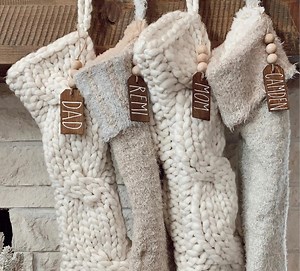 Personalized Wood Stocking Tags: Farmhouse Christmas Decor - Etsy