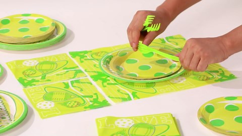 96Pcs Pickle-balls Party Supplies Pickle-balls Party Plates and Napkins Disposable Pickle Ball Paper Tableware Set for Pickle Ball Theme Birthday Baby Shower Sports Party Decorations Serves 24