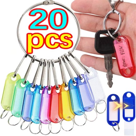 20pcs Colorful Plastic Key Chain Key Tags House Bags Keys Label Numbered Name Baggage Tag With Split Key Rings | Lazada PH