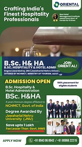 🚨 ADMISSION CLOSING SOON! 🚨 HURRY! Secure your spot in one of the most prestigious hotel management programs in India. ✨ HOTEL MANAGEMENT DEGREE ✨ ⚡ B.Sc. H&HA (Hospitality & Hotel Administration) ✅ Degree awarded by Jawaharlal Nehru University (JNU), New Delhi 🎯 Affiliated to NCHMCT (National Council for Hotel Management & Catering Technology, Ministry of Tourism, Govt. of India) OUR ACHIEVEMENTS 🎯🔥 🏆 8th Rank - OUTLOOK magazine survey 2024 among top Hotel Management institutions (private