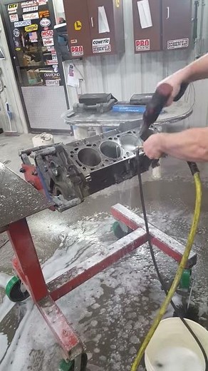 Engine block cleaning