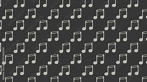 A simple animation: a repeated pattern of white musical notes, moving to the upper left angle, over a dark gray background.