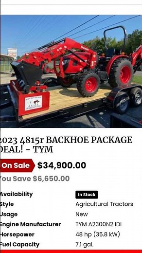 TYM tractor and tractor package prices !
