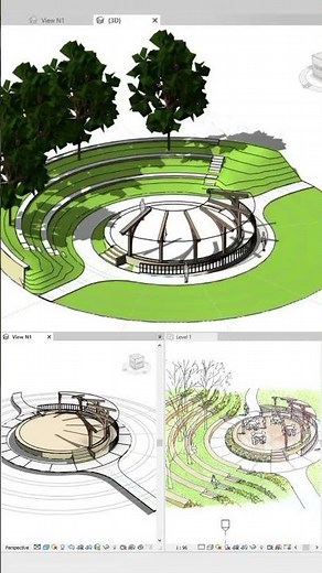 #revit #landscape #design Revit-Quest/Model 12🌝Landscape model in Revit🌱Amphitheatre under the sun