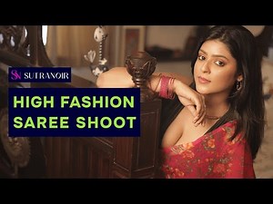 High Fashion Saree Shoot | Red Floral & Olive Green Chic | Trending Style 2025