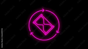 Simple of time related motion neon line icon. Contains such Icons as timer, speed, alarm, restore, time management, calendar and more. Motion graphic.