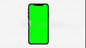 Animated mobile phone mockup white background, Smartphone With Blank Green Screen Isolated On White Background, 4K animation of moving smartphone mockups. alpha matte included with indicators